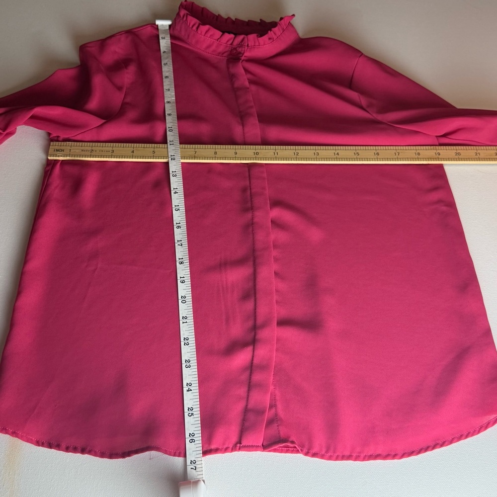 Zara Basic Hot Pink Ruffle Mock‎ Neck Blouse (Size S) Y2K, casual, workwear - Picture 8 of 8